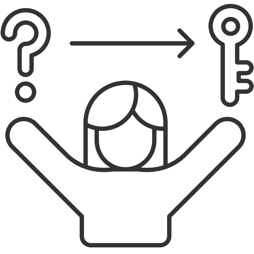 Infografika - osoba trzymająca znak zapytania i klucz 